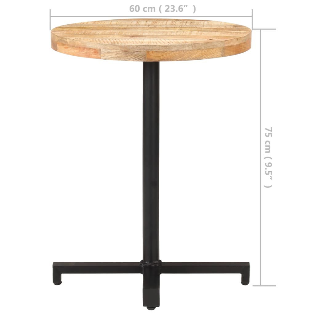 Table de bistro Ronde Ø60x75 cm Bois de manguier brut