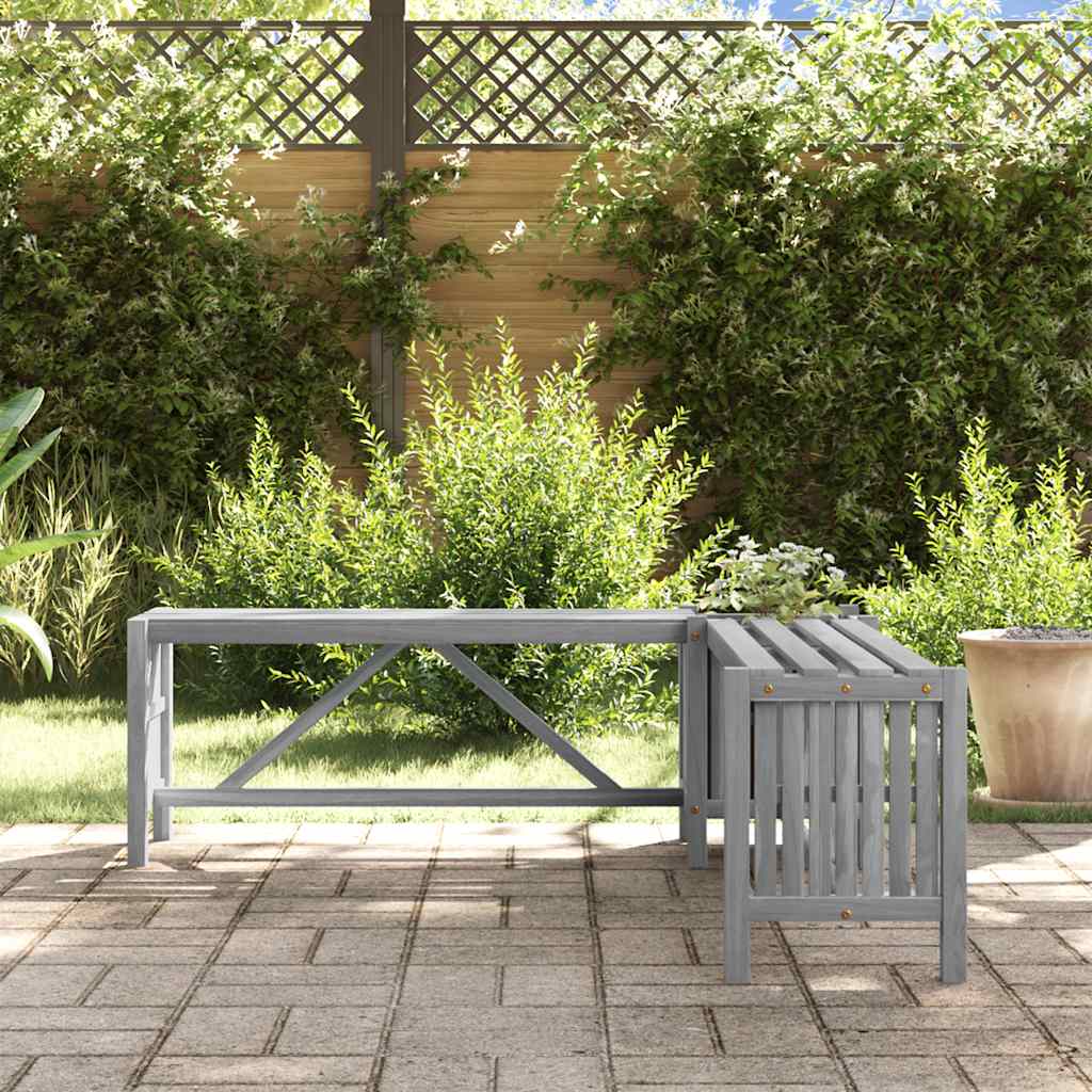 Banc d'angle de jardin et jardinière 117 cm bois d'acacia gris