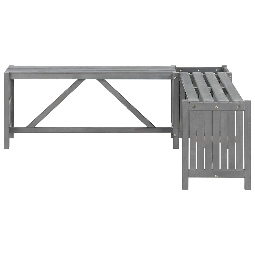 Banc d'angle de jardin et jardinière 117 cm bois d'acacia gris