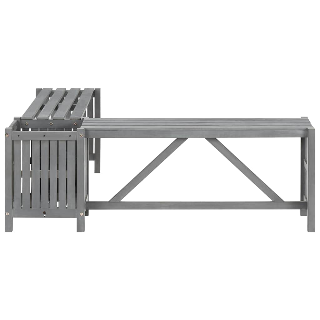 Banc d'angle de jardin et jardinière 117 cm bois d'acacia gris