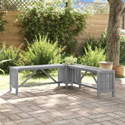 Banc d'angle de jardin et jardinière 117 cm bois d'acacia gris