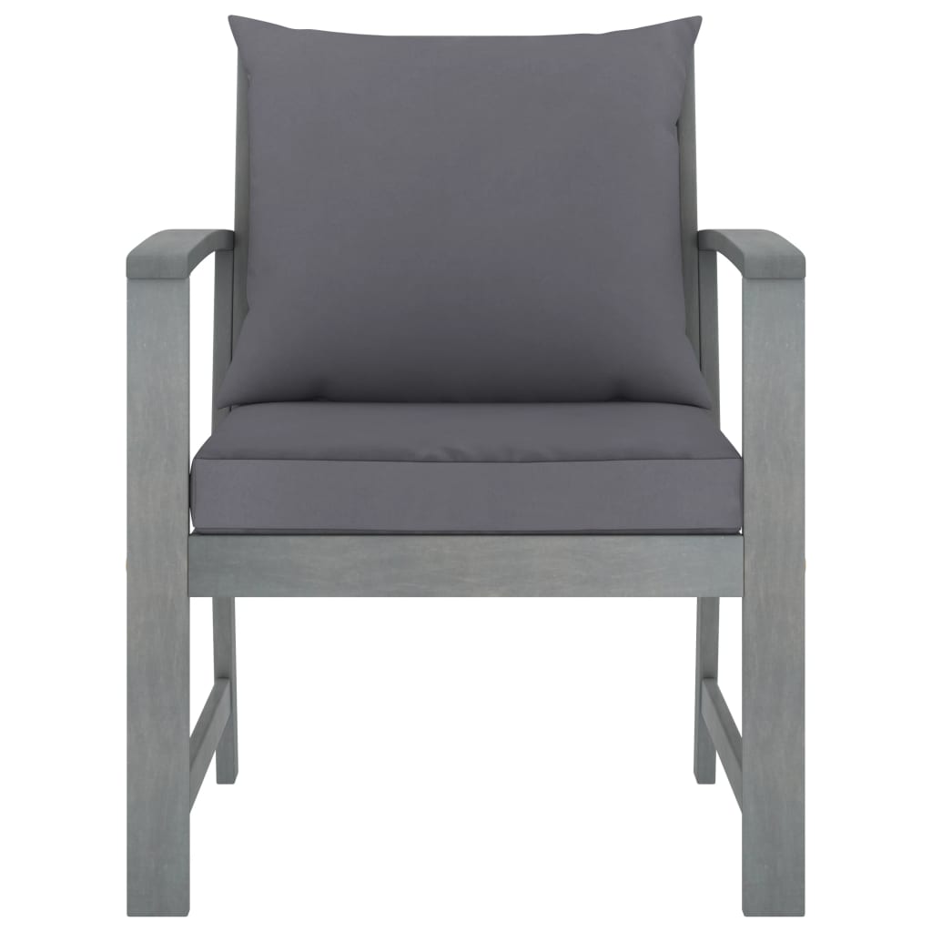 Chaises de jardin lot de 2 avec coussins gris foncé Bois acacia