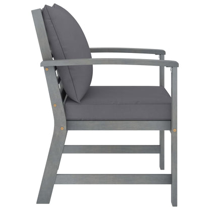 Chaises de jardin lot de 2 avec coussins gris foncé Bois acacia