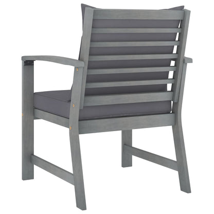 Chaises de jardin lot de 2 avec coussins gris foncé Bois acacia