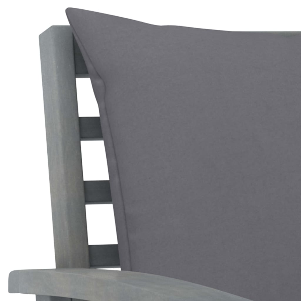 Chaises de jardin lot de 2 avec coussins gris foncé Bois acacia