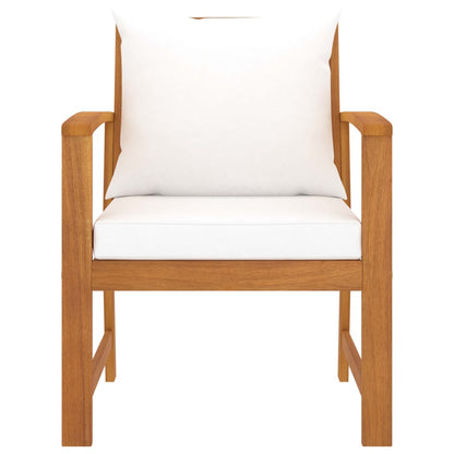 Chaises de jardin lot de 2 et coussin crème Bois acacia massif