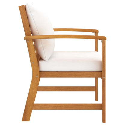 Chaises de jardin lot de 2 et coussin crème Bois acacia massif