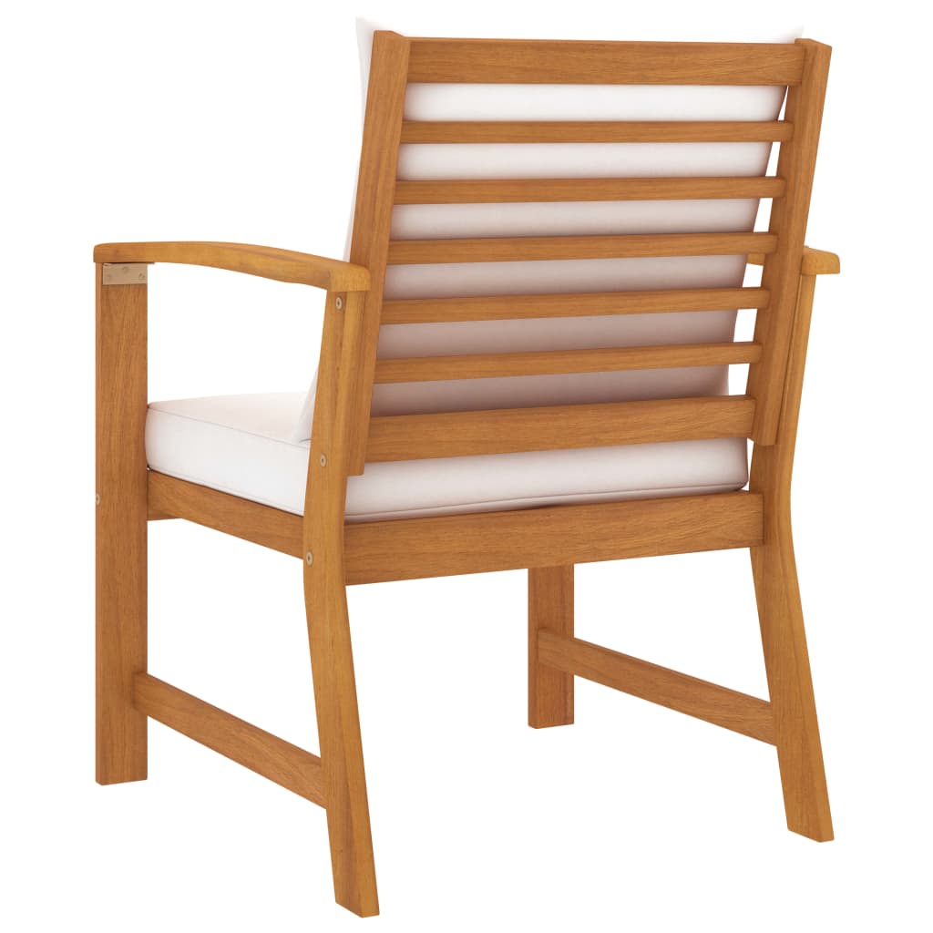 Chaises de jardin lot de 2 et coussin crème Bois acacia massif