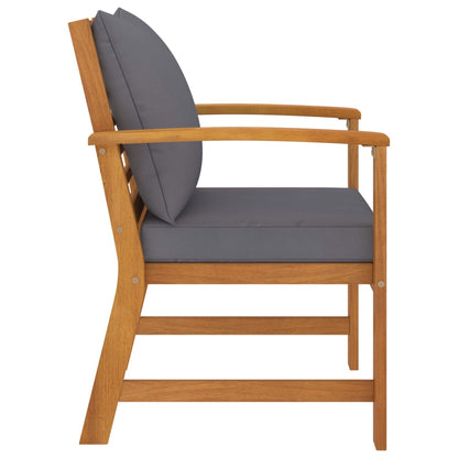 Chaises de jardin lot de 2 avec coussin gris foncé Bois acacia