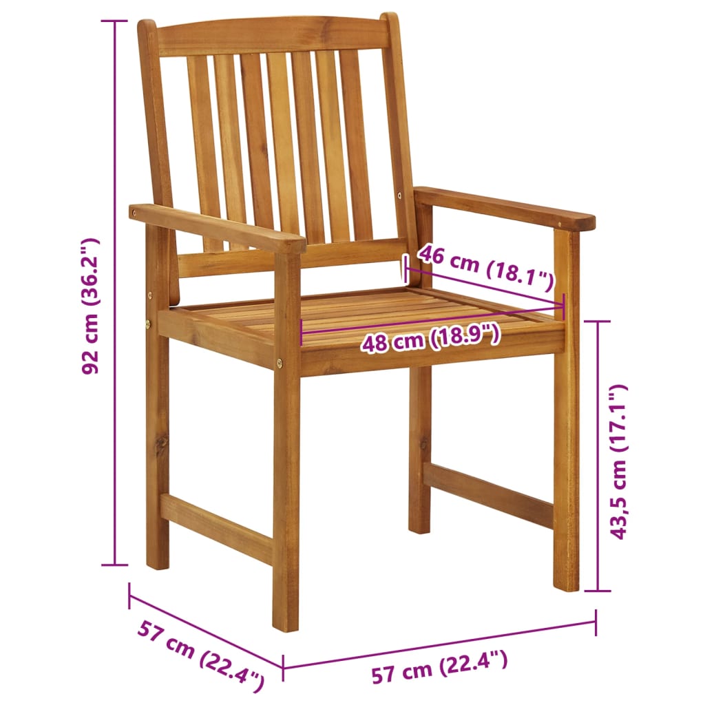 Chaises de jardin lot de 4 Bois d'acacia solide