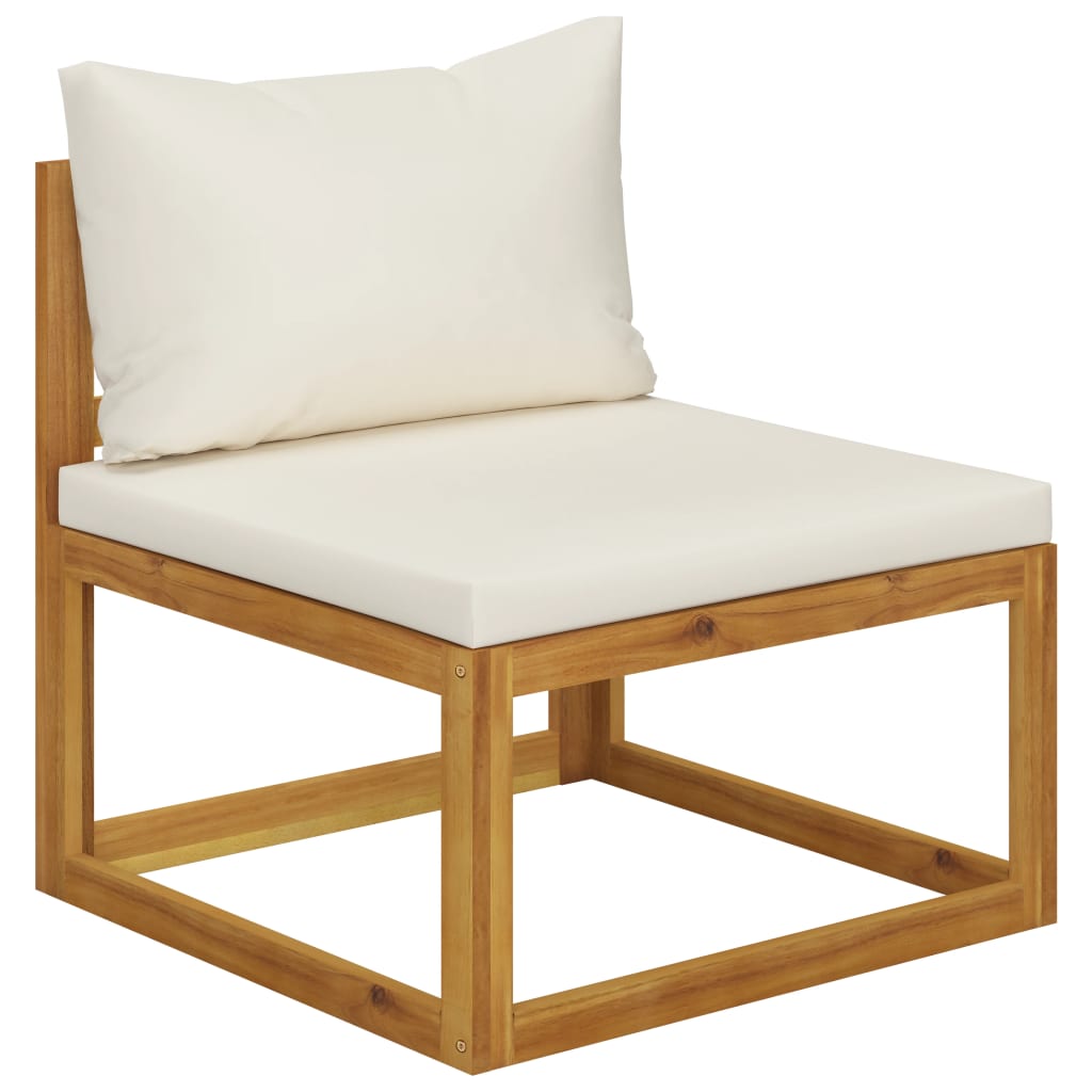 Ensemble de canapés 2 pcs et coussins blanc crème Acacia solide