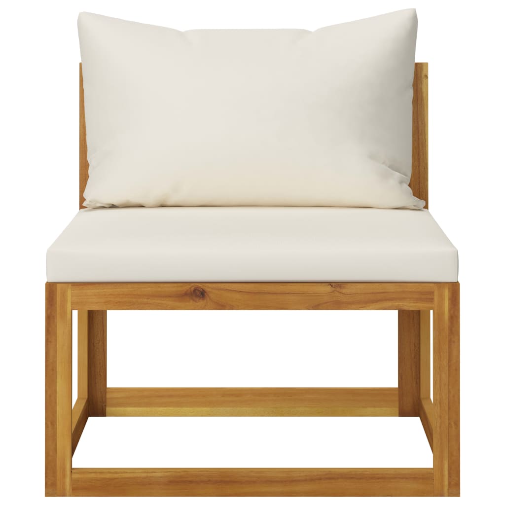 Ensemble de canapés 2 pcs et coussins blanc crème Acacia solide