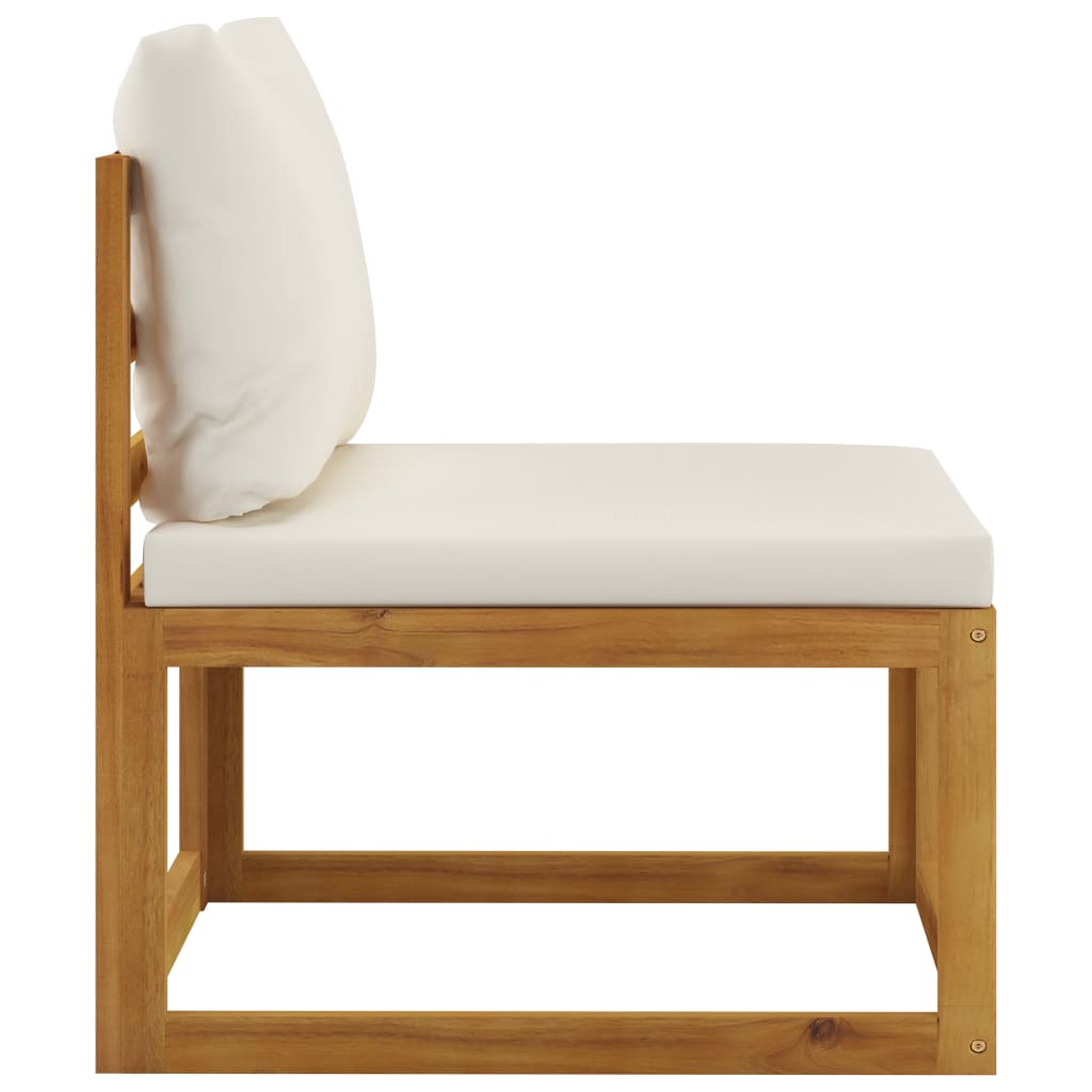 Ensemble de canapés 2 pcs et coussins blanc crème Acacia solide