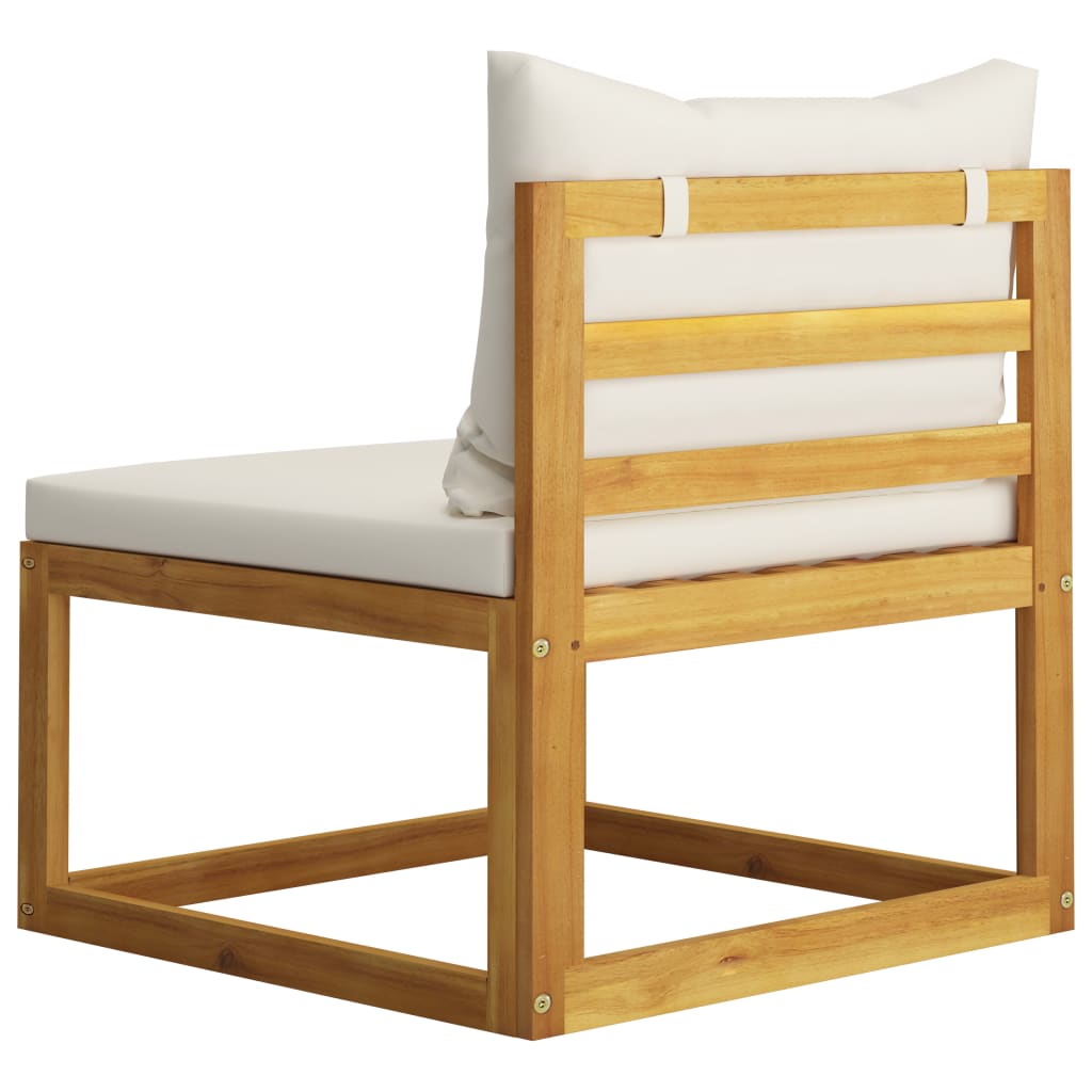 Ensemble de canapés 2 pcs et coussins blanc crème Acacia solide