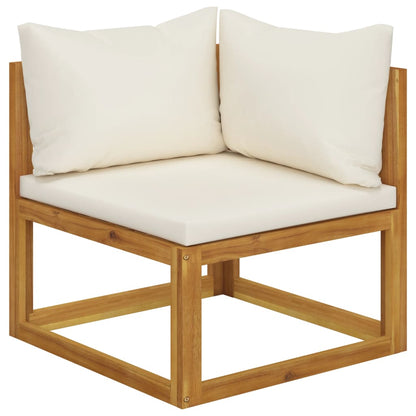 Ensemble de canapés 2 pcs et coussins blanc crème Acacia solide