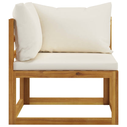 Ensemble de canapés 2 pcs et coussins blanc crème Acacia solide