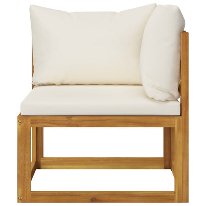 Ensemble de canapés 2 pcs et coussins blanc crème Acacia solide