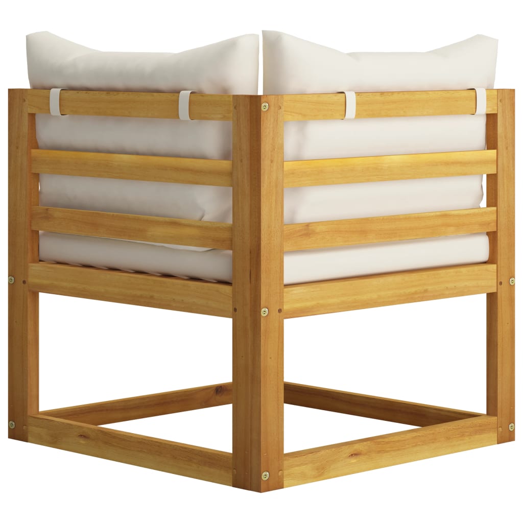 Ensemble de canapés 2 pcs et coussins blanc crème Acacia solide