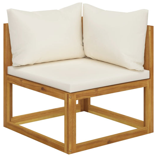 Canapé d'angle sectionnel et coussin blanc crème Bois d'acacia