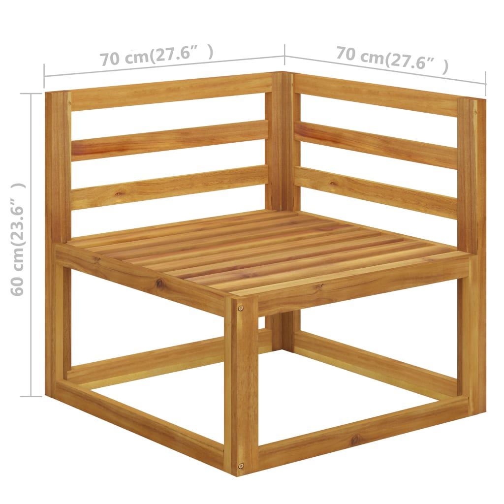 Canapé d'angle sectionnel et coussin blanc crème Bois d'acacia