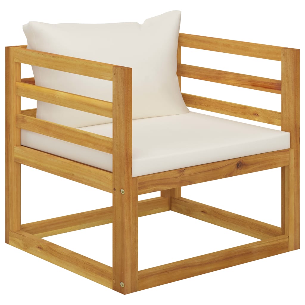 Chaise de jardin avec coussins crème Bois d'acacia massif