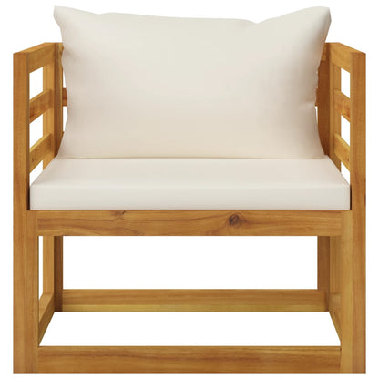 Chaise de jardin avec coussins crème Bois d'acacia massif