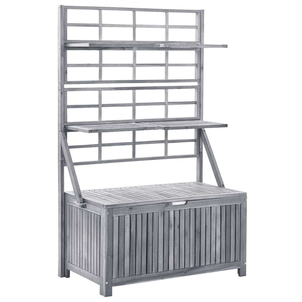 Boîte de rangement avec treillis Gris 99x55x160cm Acacia solide