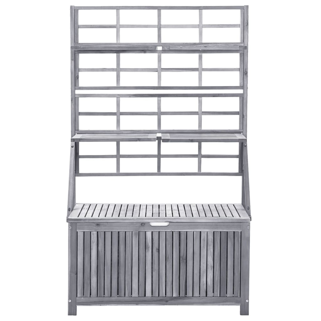 Boîte de rangement avec treillis Gris 99x55x160cm Acacia solide