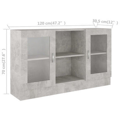 Armoire à vitrine Gris béton 120x30,5x70 cm Bois d’ingénierie