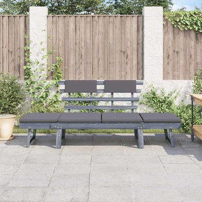 Banc de jardin avec coussins 2-en-1 190 cm Gris Bois d'acacia