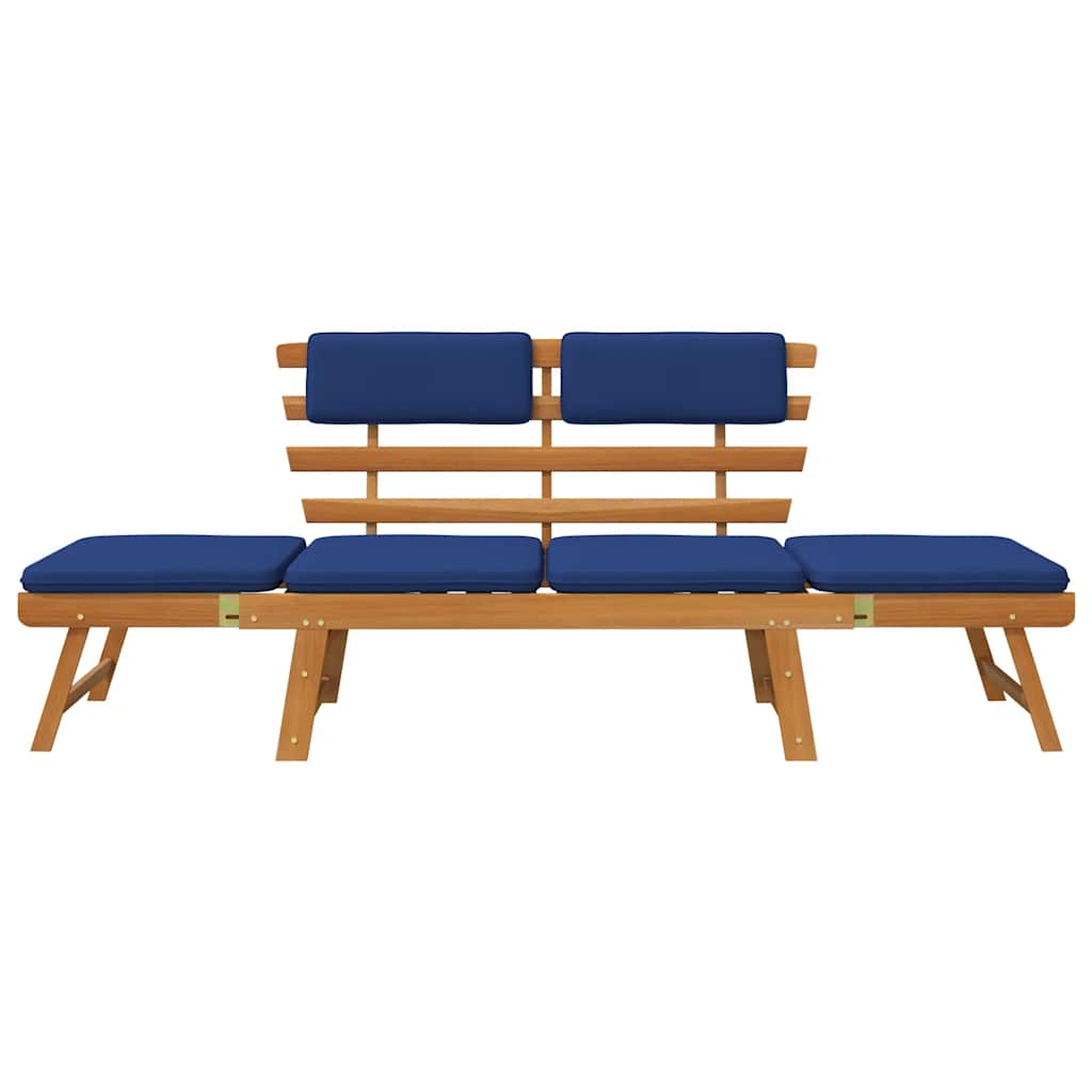 Banc de jardin avec coussins 2-en-1 190 cm Bois solide d'acacia