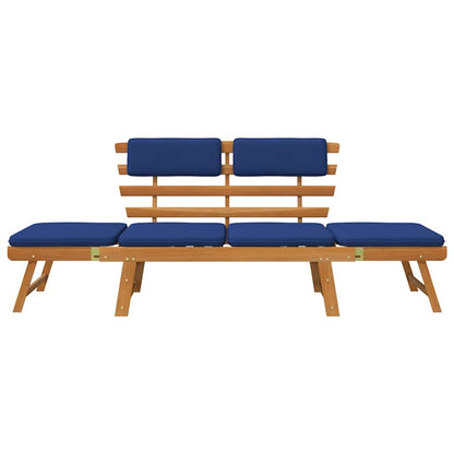 Banc de jardin avec coussins 2-en-1 190 cm Bois solide d'acacia