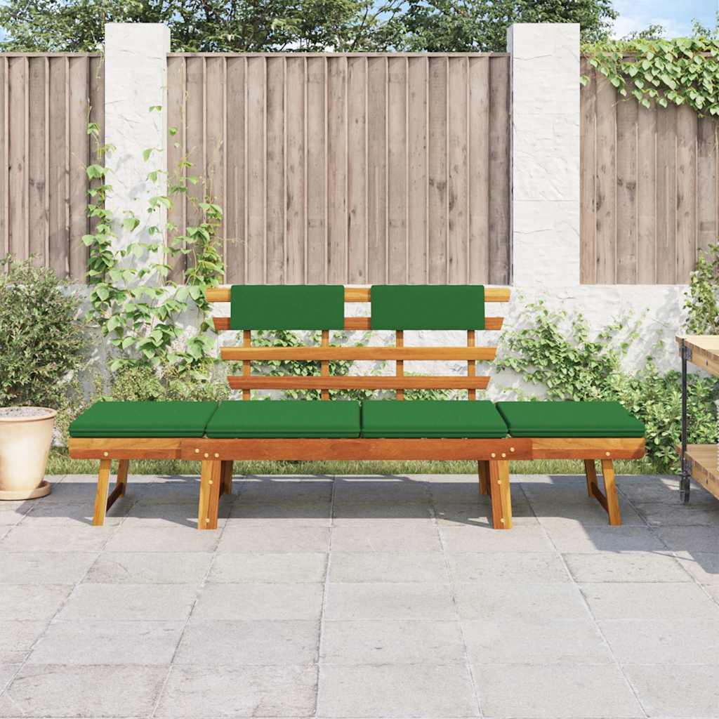 Banc de jardin avec coussins 2-en-1 190 cm Bois solide d'acacia