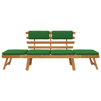 Banc de jardin avec coussins 2-en-1 190 cm Bois solide d'acacia