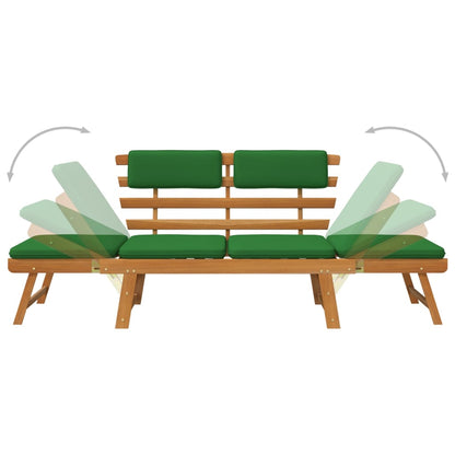 Banc de jardin avec coussins 2-en-1 190 cm Bois solide d'acacia