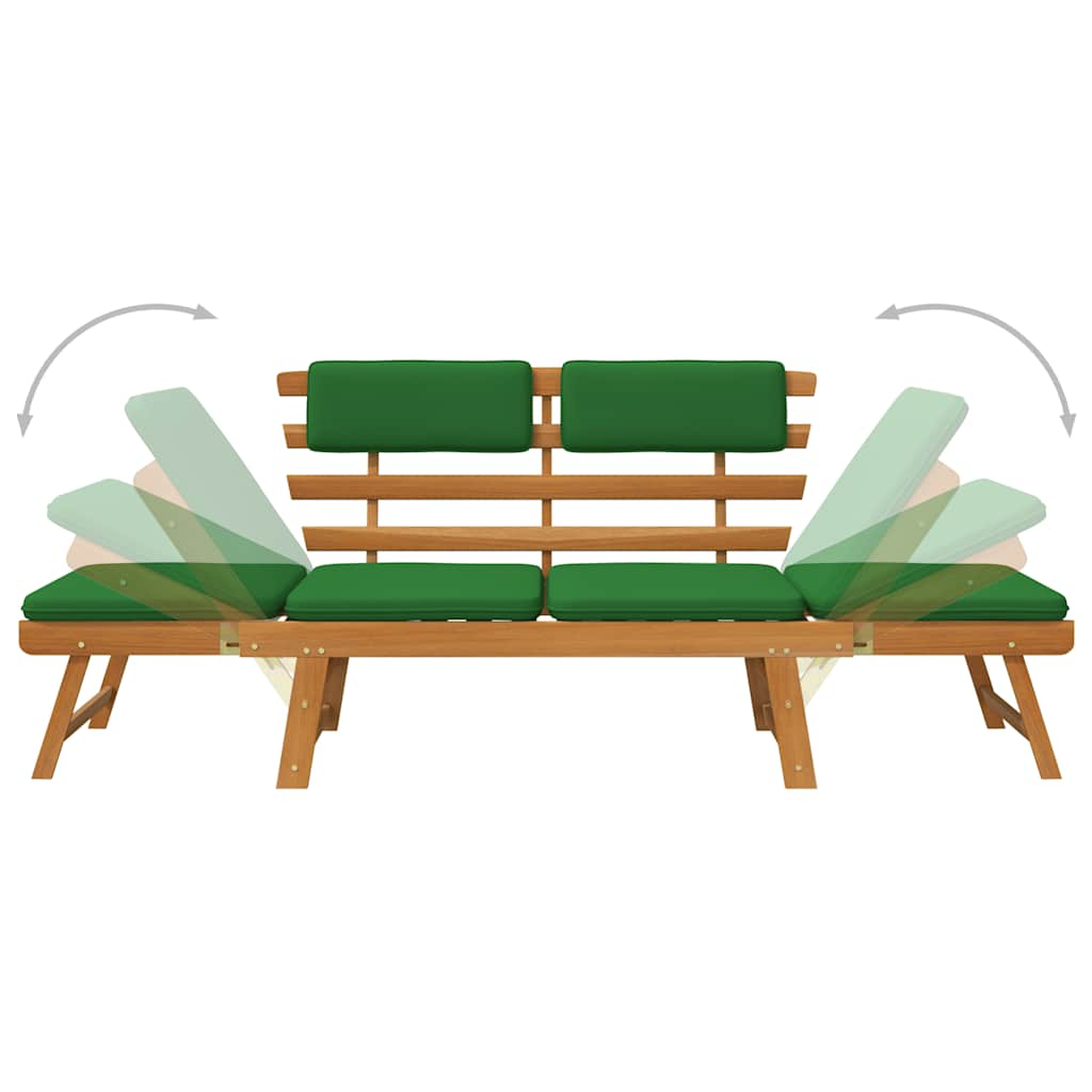 Banc de jardin avec coussins 2-en-1 190 cm Bois solide d'acacia