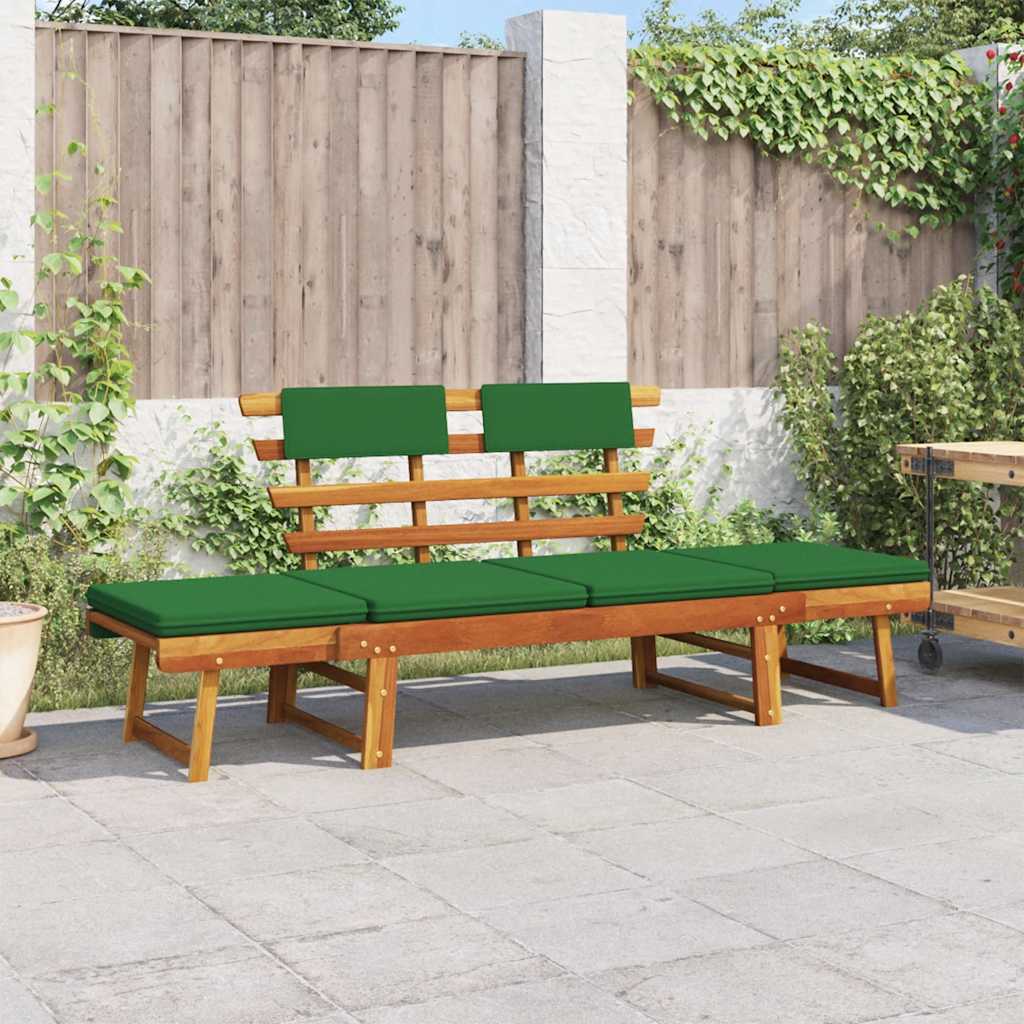 Banc de jardin avec coussins 2-en-1 190 cm Bois solide d'acacia