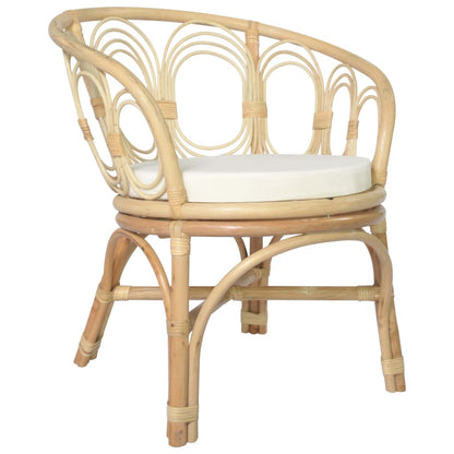 Chaise à manger avec coussin Rotin naturel et lin