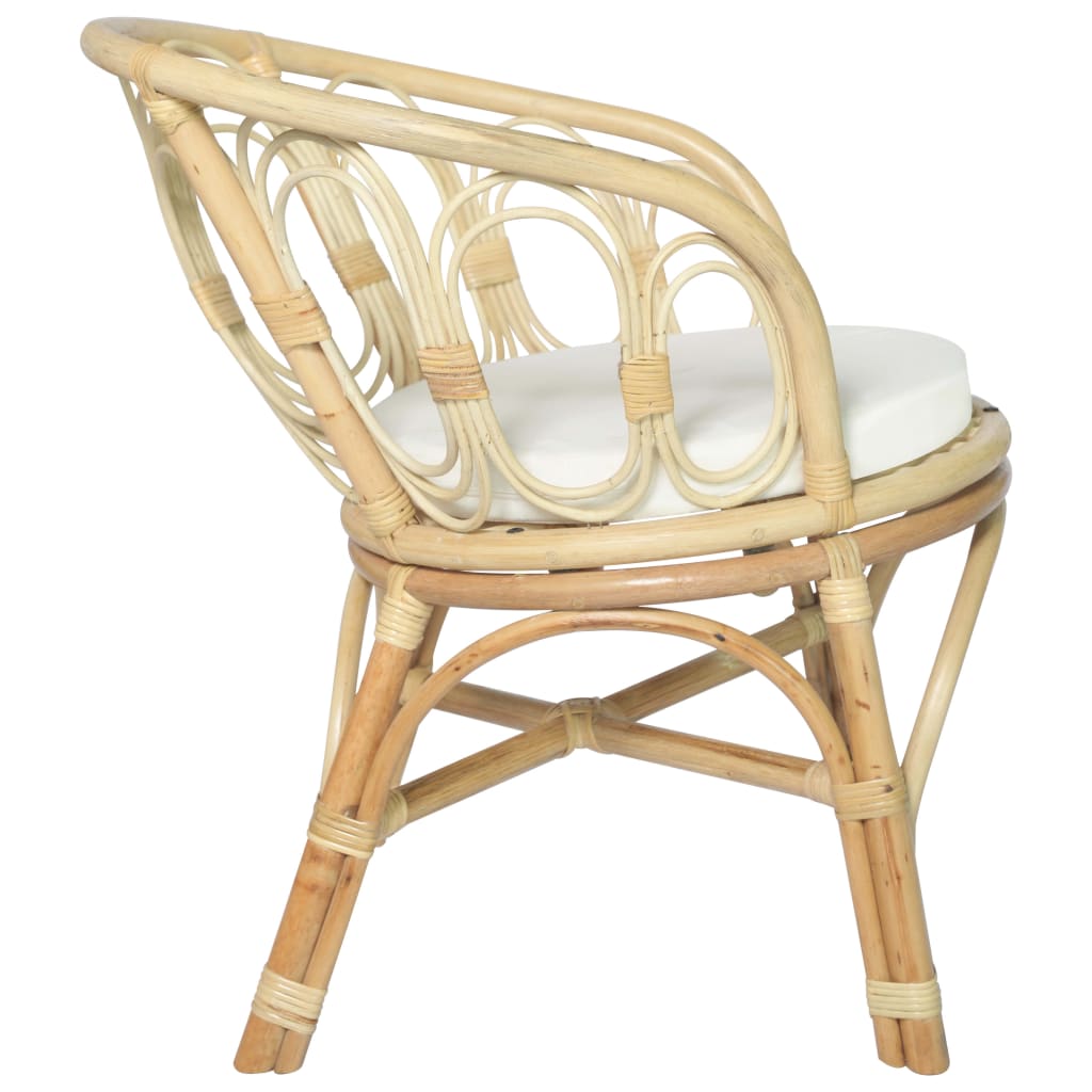 Chaise à manger avec coussin Rotin naturel et lin