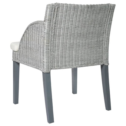 Chaises à manger avec coussins lot de 2 gris rotin naturel