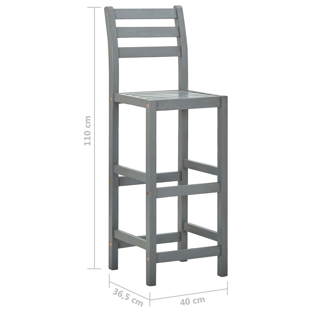 Tabourets de bar lot de 2 gris bois d'acacia massif