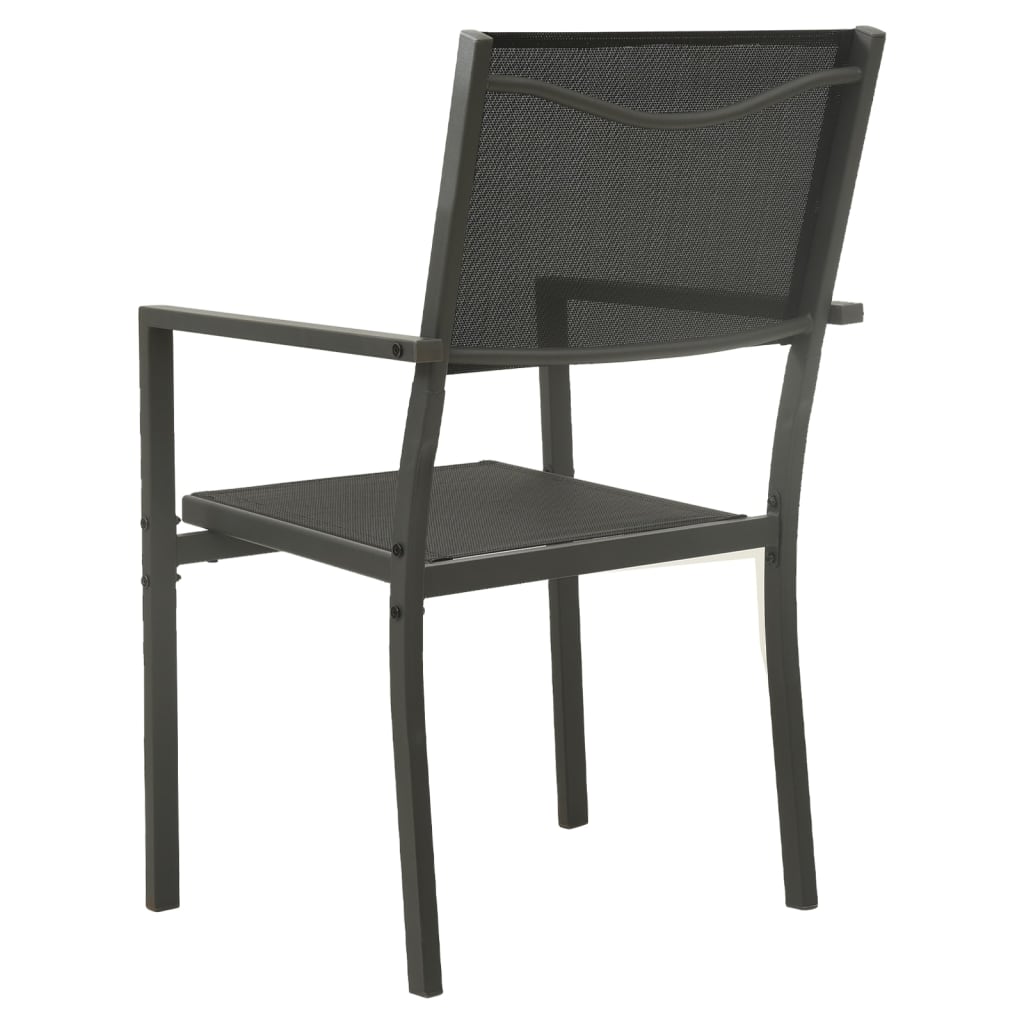 Chaises de jardin lot de 2 Textilène et acier Noir anthracite