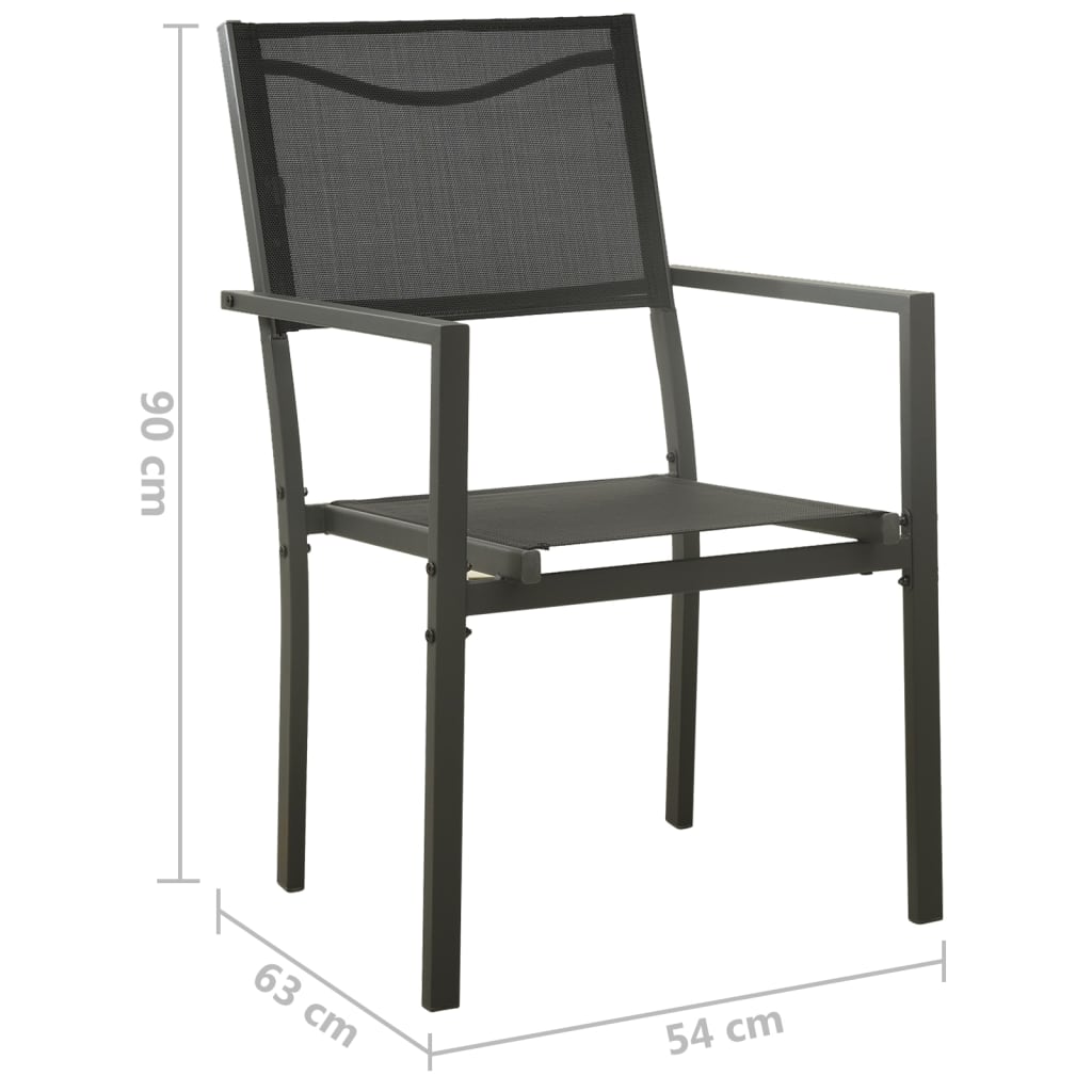 Chaises de jardin lot de 2 Textilène et acier Noir anthracite