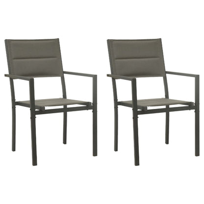 Chaises de jardin lot de 2 Textilène acier Gris et anthracite