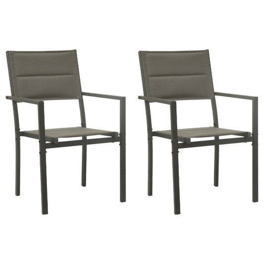 Chaises de jardin lot de 2 Textilène acier Gris et anthracite