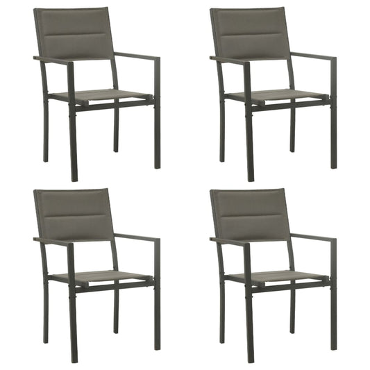 Chaises de jardin lot de 4 Textilène acier Gris et anthracite