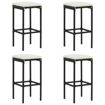 Tabourets de bar avec coussins lot de 4 noir résine tressée