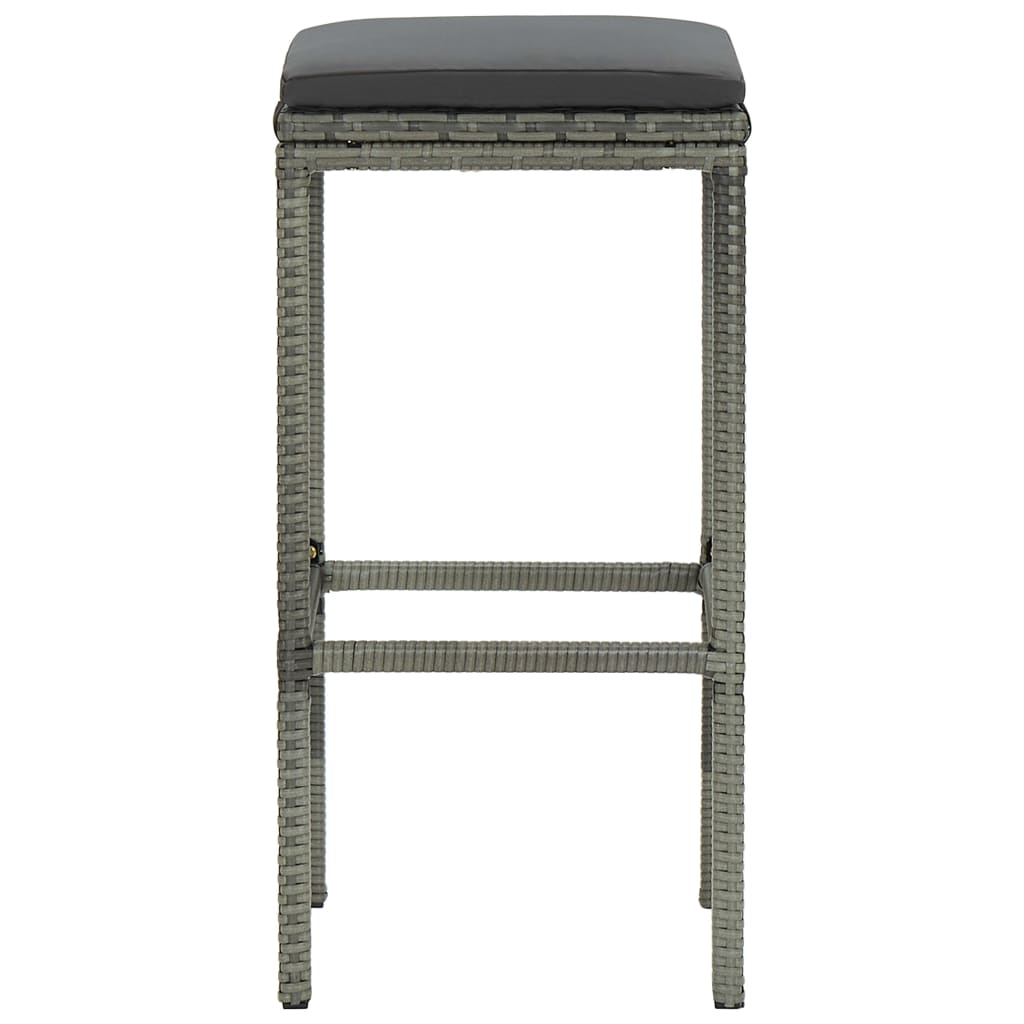 Tabourets de bar avec coussins lot de 6 gris résine tressée