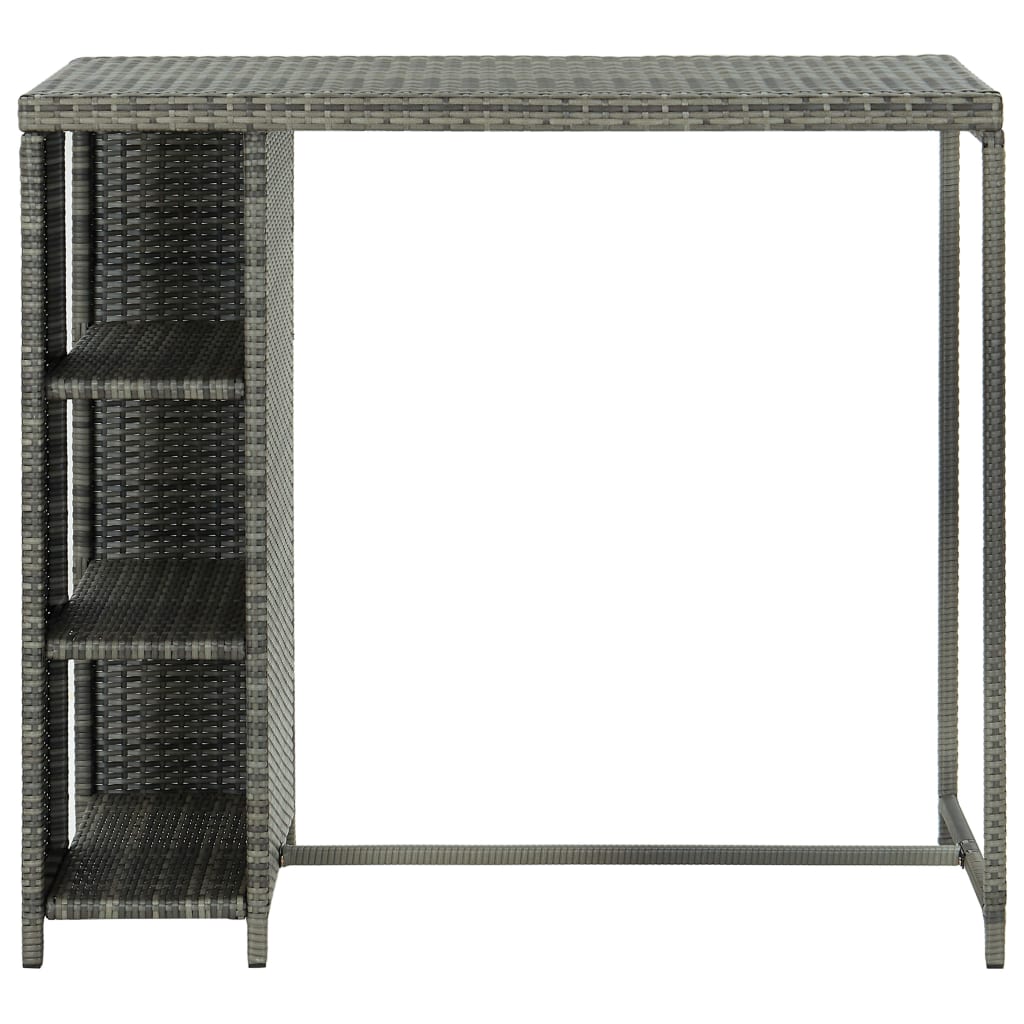 Table de bar avec rangement Gris 120x60x110 cm Résine tressée