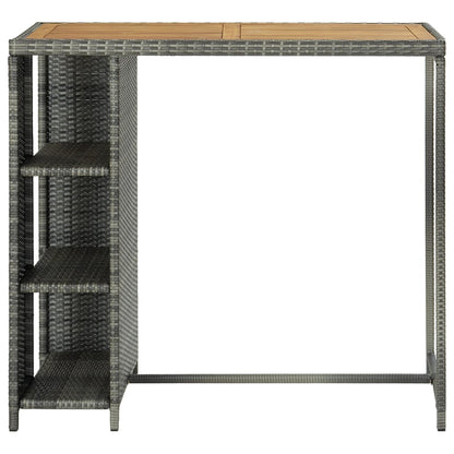 Table de bar avec rangement Gris 120x60x110 cm Résine tressée